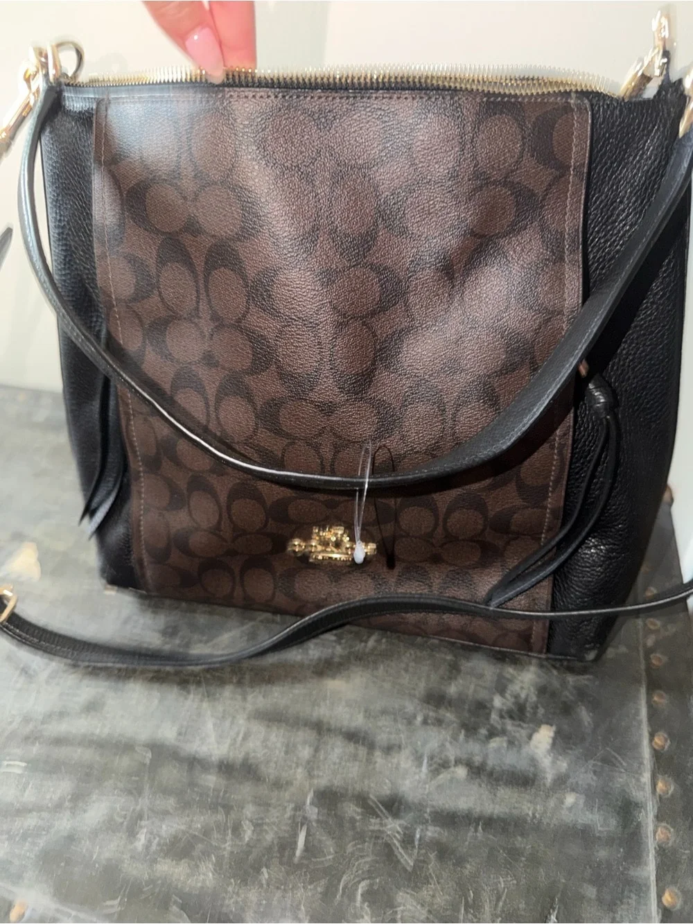 Coach Marlon Hobo brown black crossbody bag